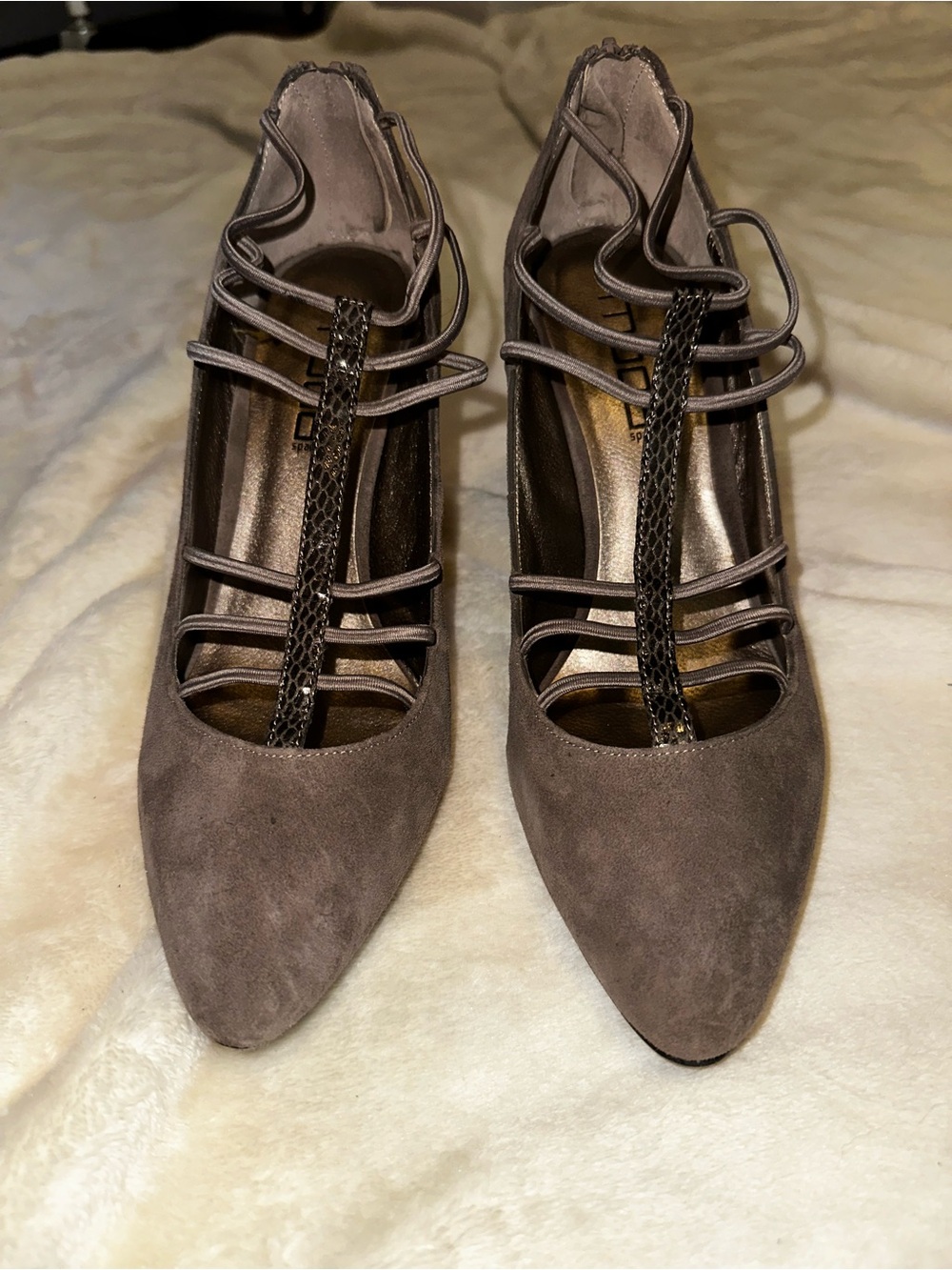 Moda Brown Suede Pointed-Toe Strappy Heels